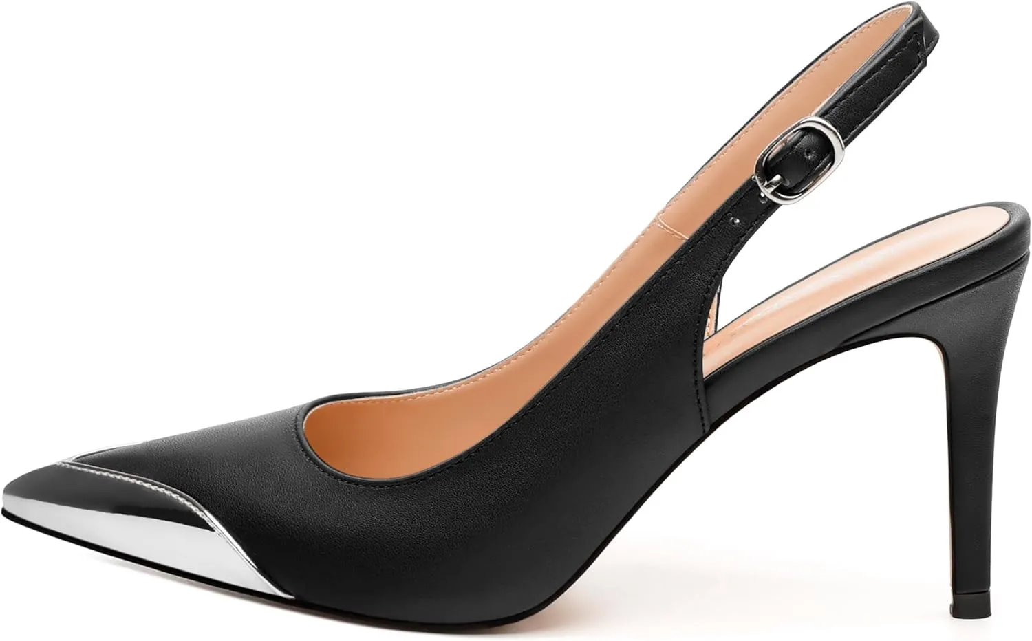 Women's Pumps, Two Toned Patchwork Pointed Toe Stiletto High Heels, Fashion Slingback Buckle Pumps, Daily Working Party Shoes for Women