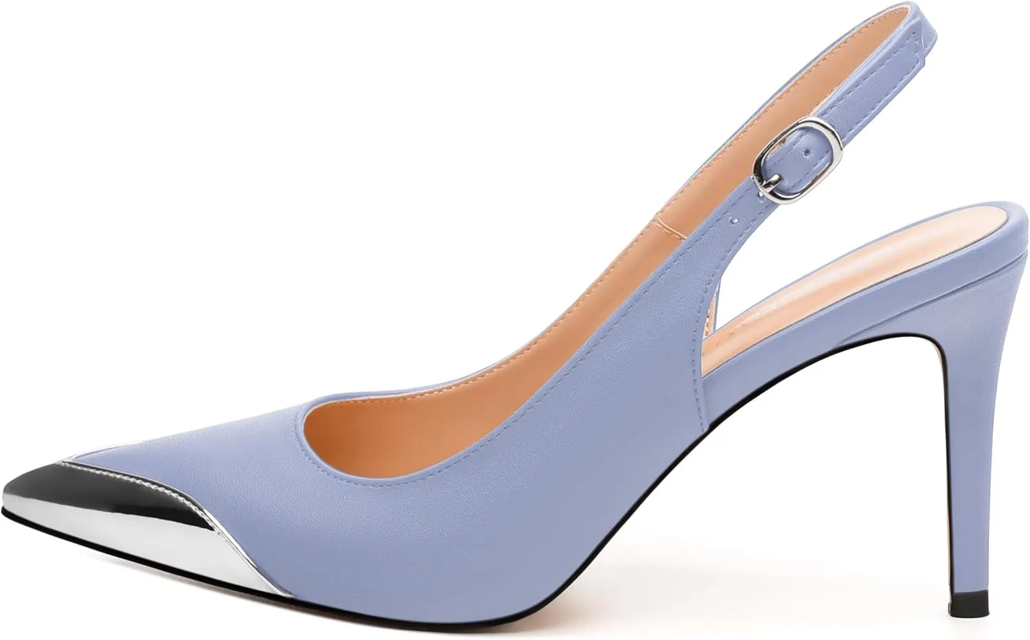 Women's Pumps, Two Toned Patchwork Pointed Toe Stiletto High Heels, Fashion Slingback Buckle Pumps, Daily Working Party Shoes for Women