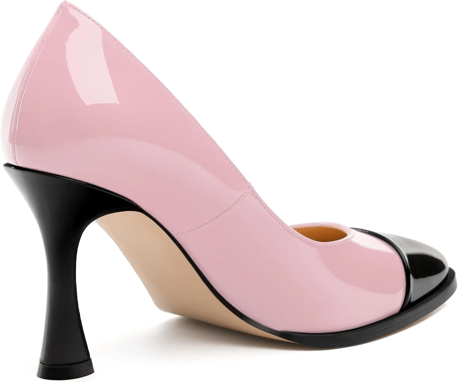 Women's Pumps, Two Toned Patchwork Square Closed Toe High Heels, Fashion Slip On Daily Dressy Shoes for Women