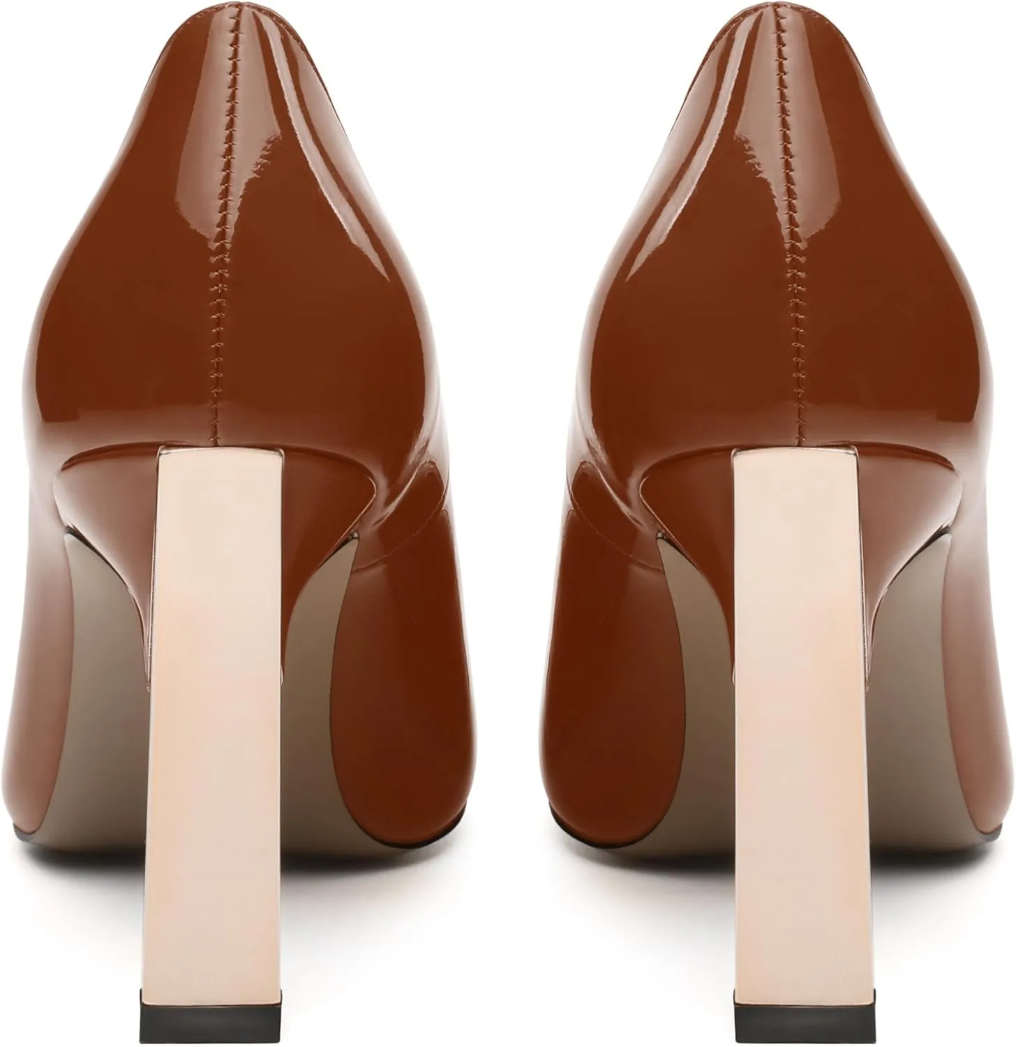Women's Pumps, Two Toned Patchwork Square Closed Toe High Heels, Fashion Slip On Daily Dressy Shoes for Women