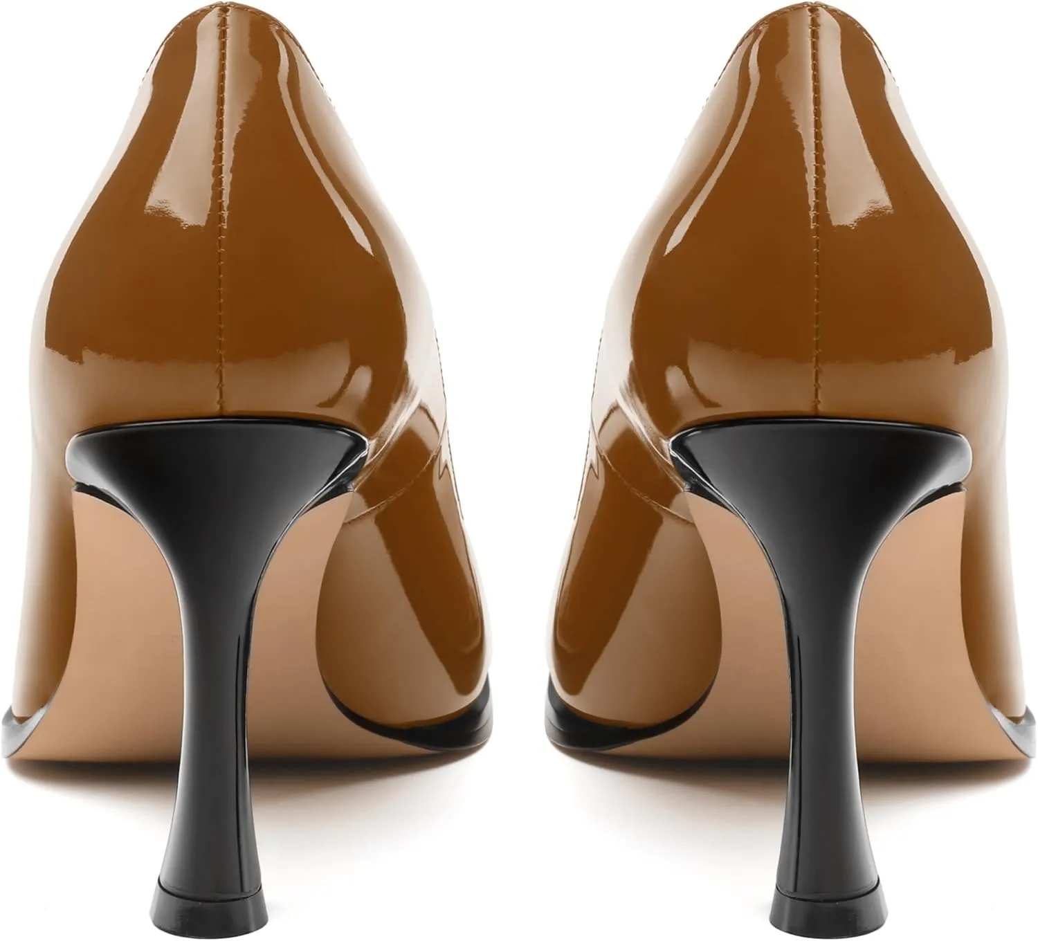 Women's Pumps, Two Toned Patchwork Square Closed Toe High Heels, Fashion Slip On Daily Dressy Shoes for Women