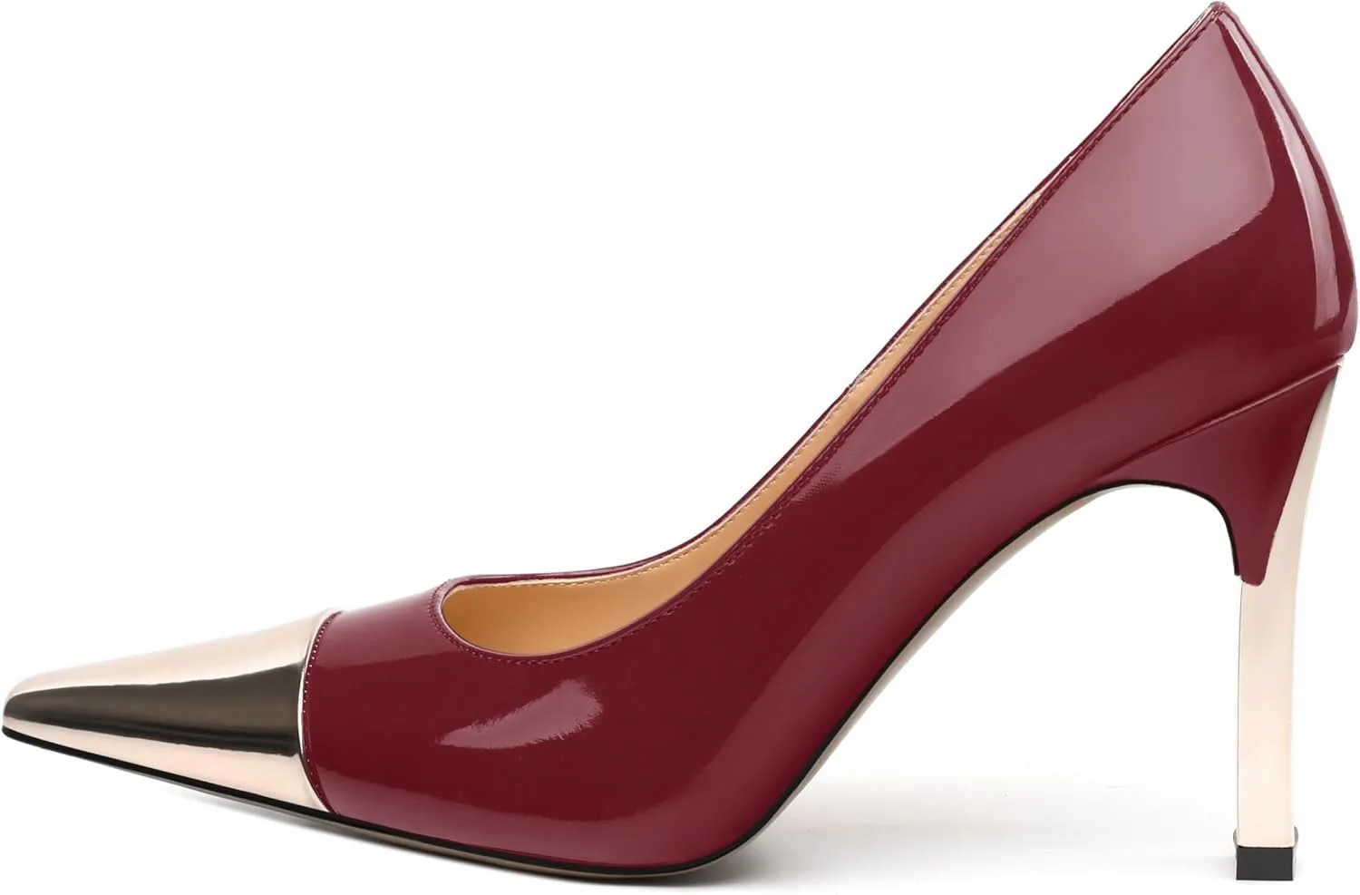 Women's Pumps, Two Toned Patchwork Square Closed Toe High Heels, Fashion Slip On Daily Dressy Shoes for Women