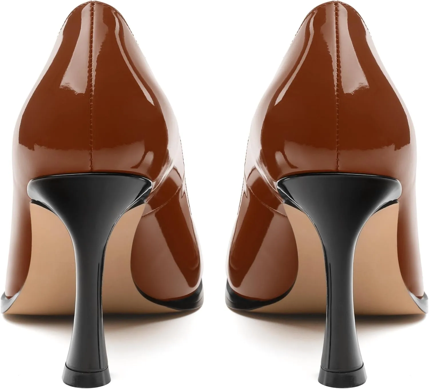 Women's Pumps, Two Toned Patchwork Square Closed Toe High Heels, Fashion Slip On Daily Dressy Shoes for Women