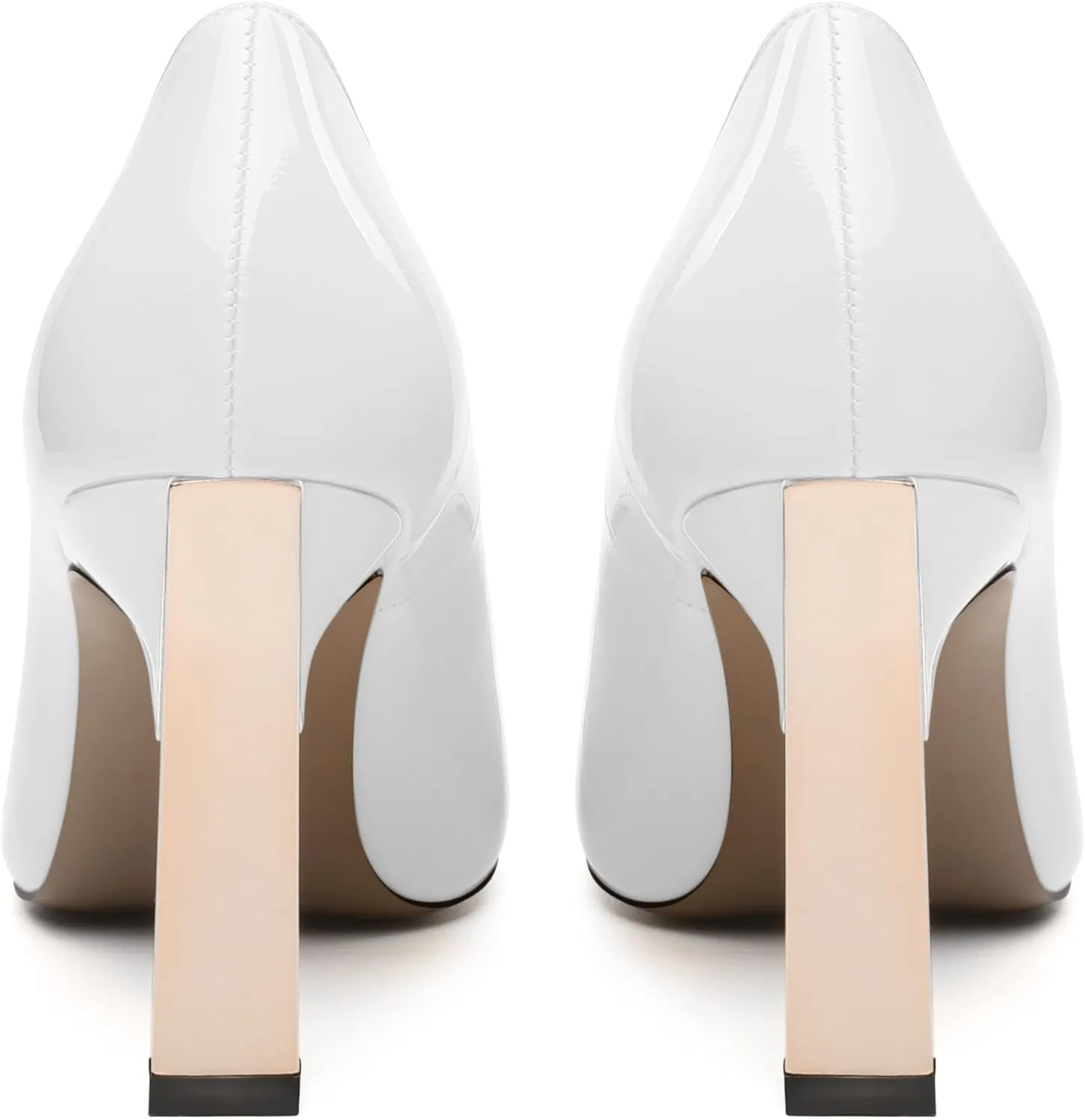 Women's Pumps, Two Toned Patchwork Square Closed Toe High Heels, Fashion Slip On Daily Dressy Shoes for Women
