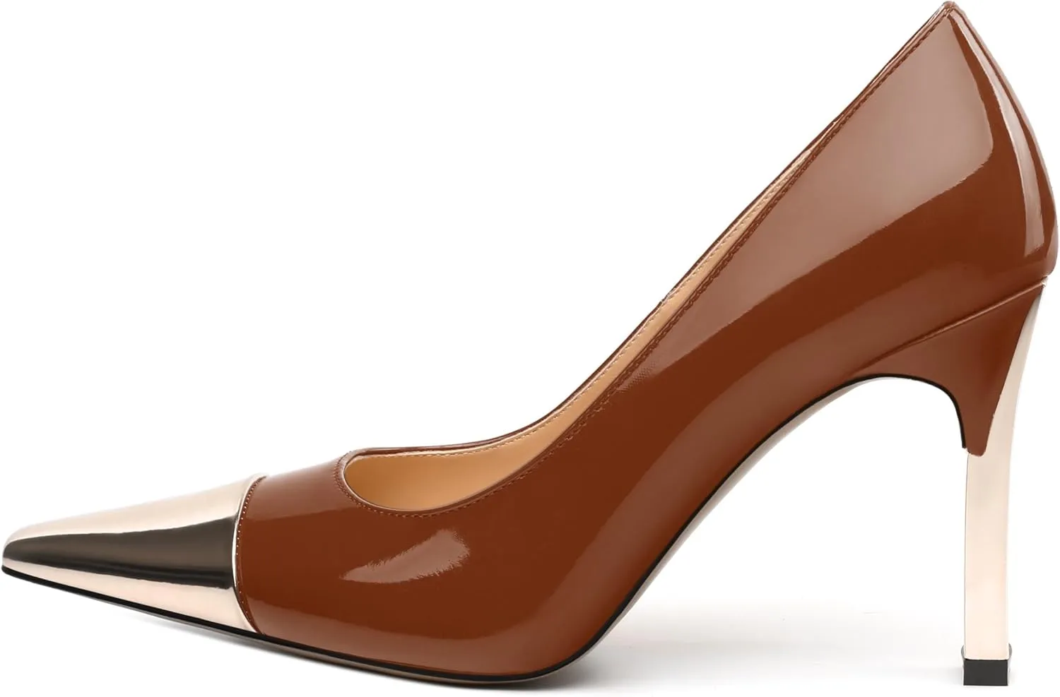 Women's Pumps, Two Toned Patchwork Square Closed Toe High Heels, Fashion Slip On Daily Dressy Shoes for Women