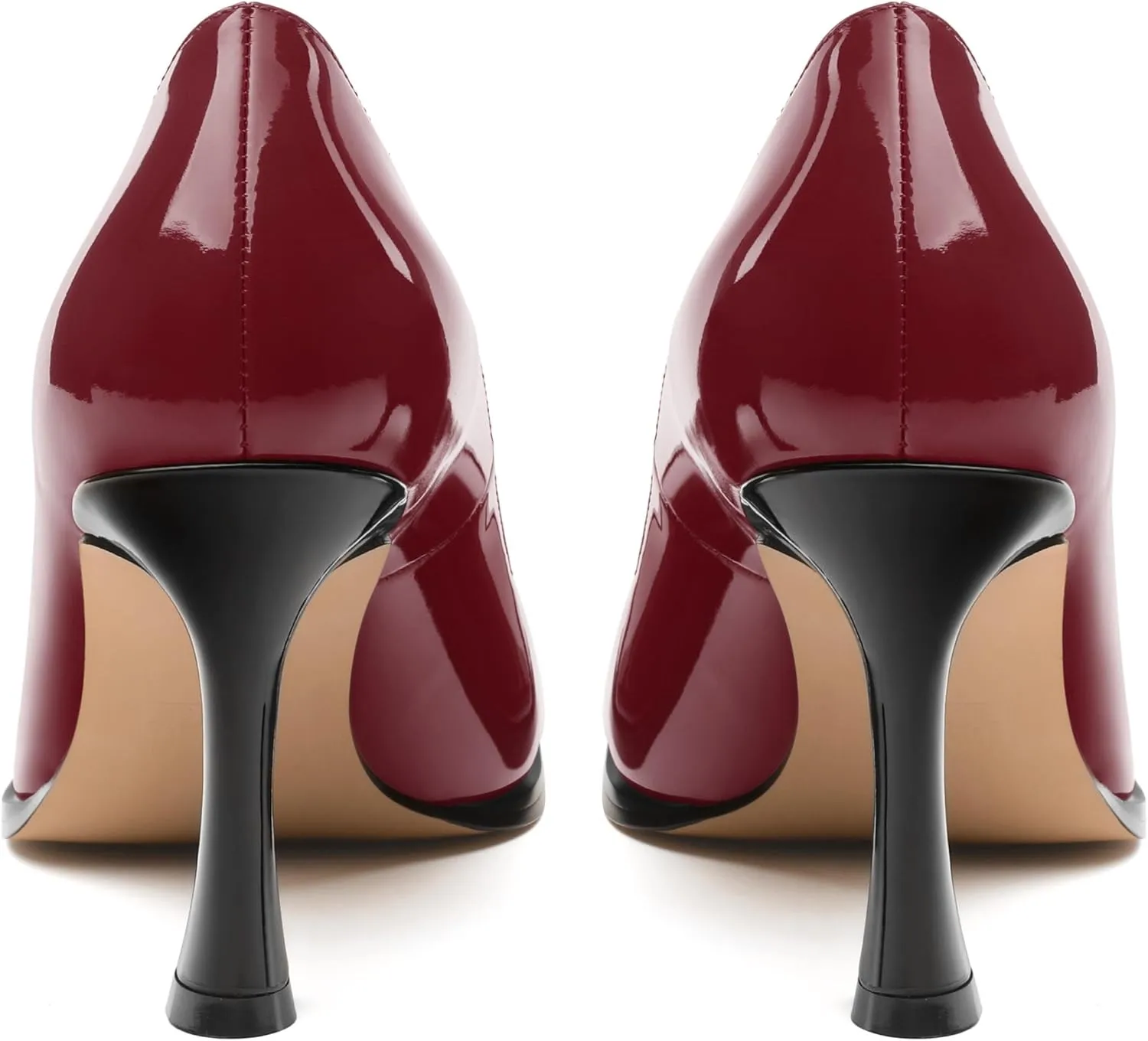 Women's Pumps, Two Toned Patchwork Square Closed Toe High Heels, Fashion Slip On Daily Dressy Shoes for Women