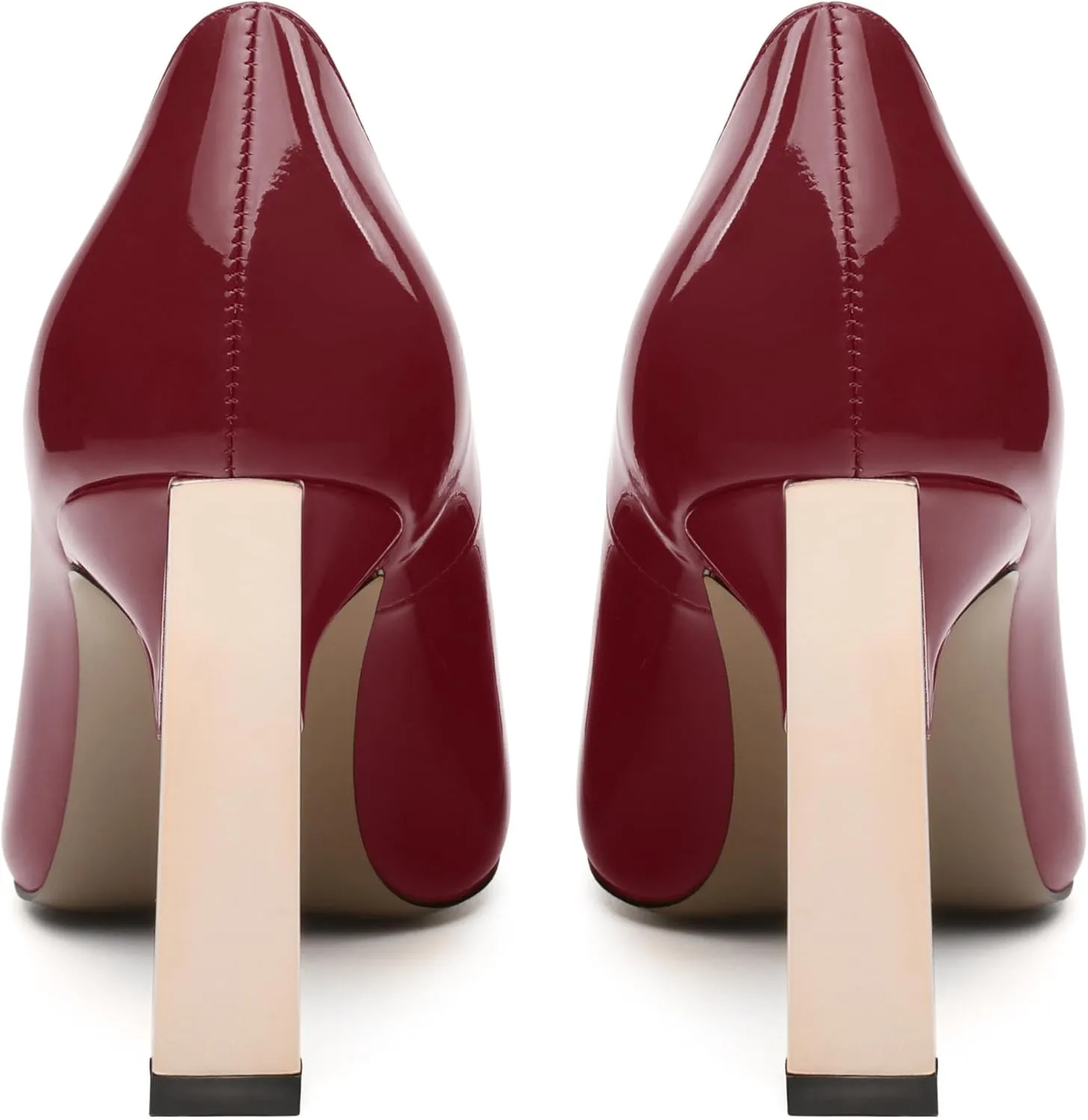 Women's Pumps, Two Toned Patchwork Square Closed Toe High Heels, Fashion Slip On Daily Dressy Shoes for Women