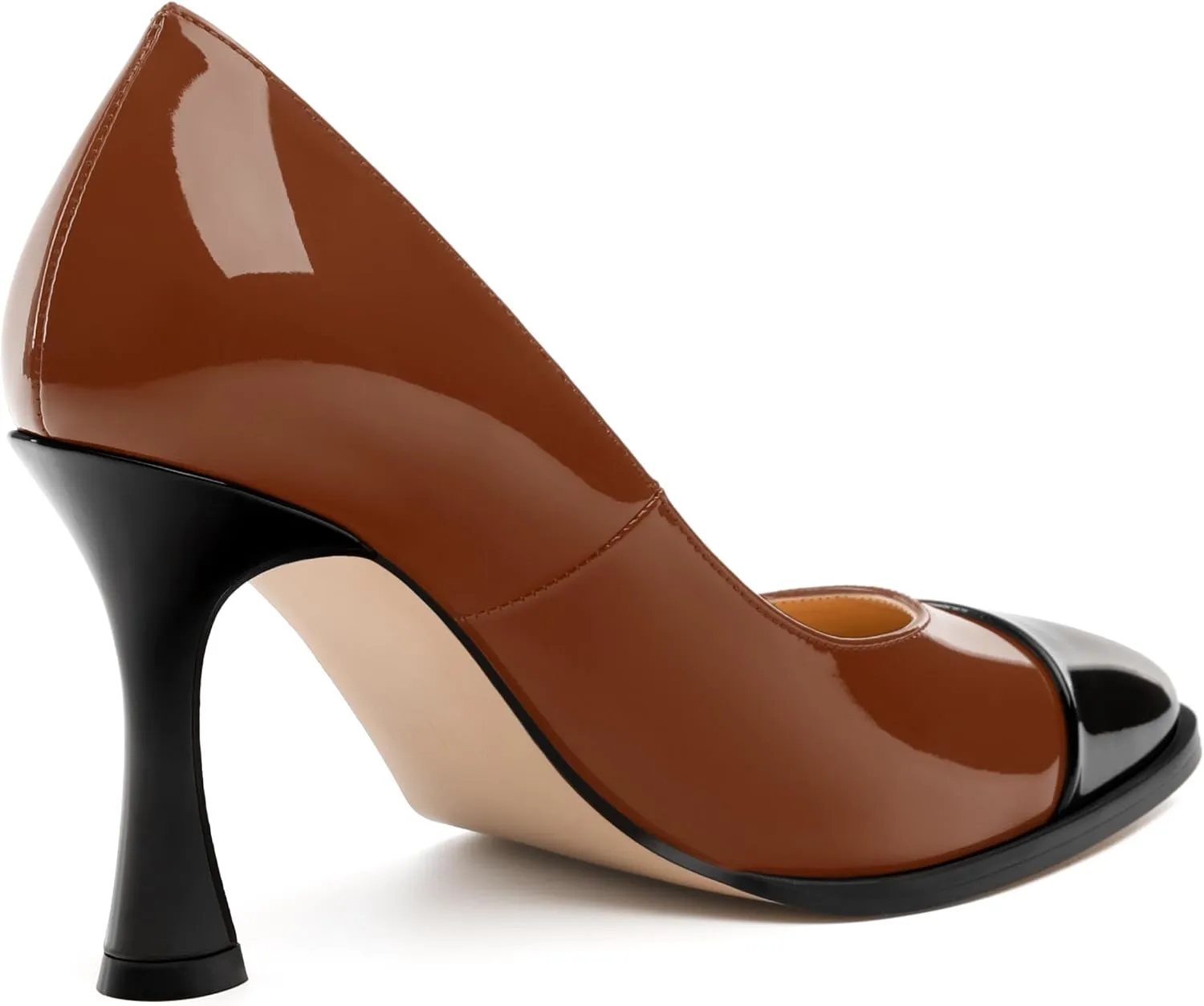 Women's Pumps, Two Toned Patchwork Square Closed Toe High Heels, Fashion Slip On Daily Dressy Shoes for Women