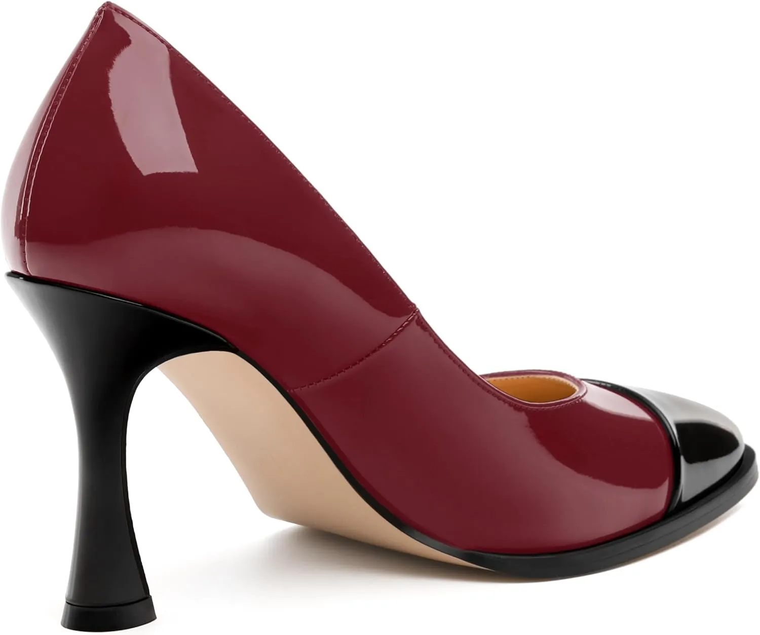 Women's Pumps, Two Toned Patchwork Square Closed Toe High Heels, Fashion Slip On Daily Dressy Shoes for Women