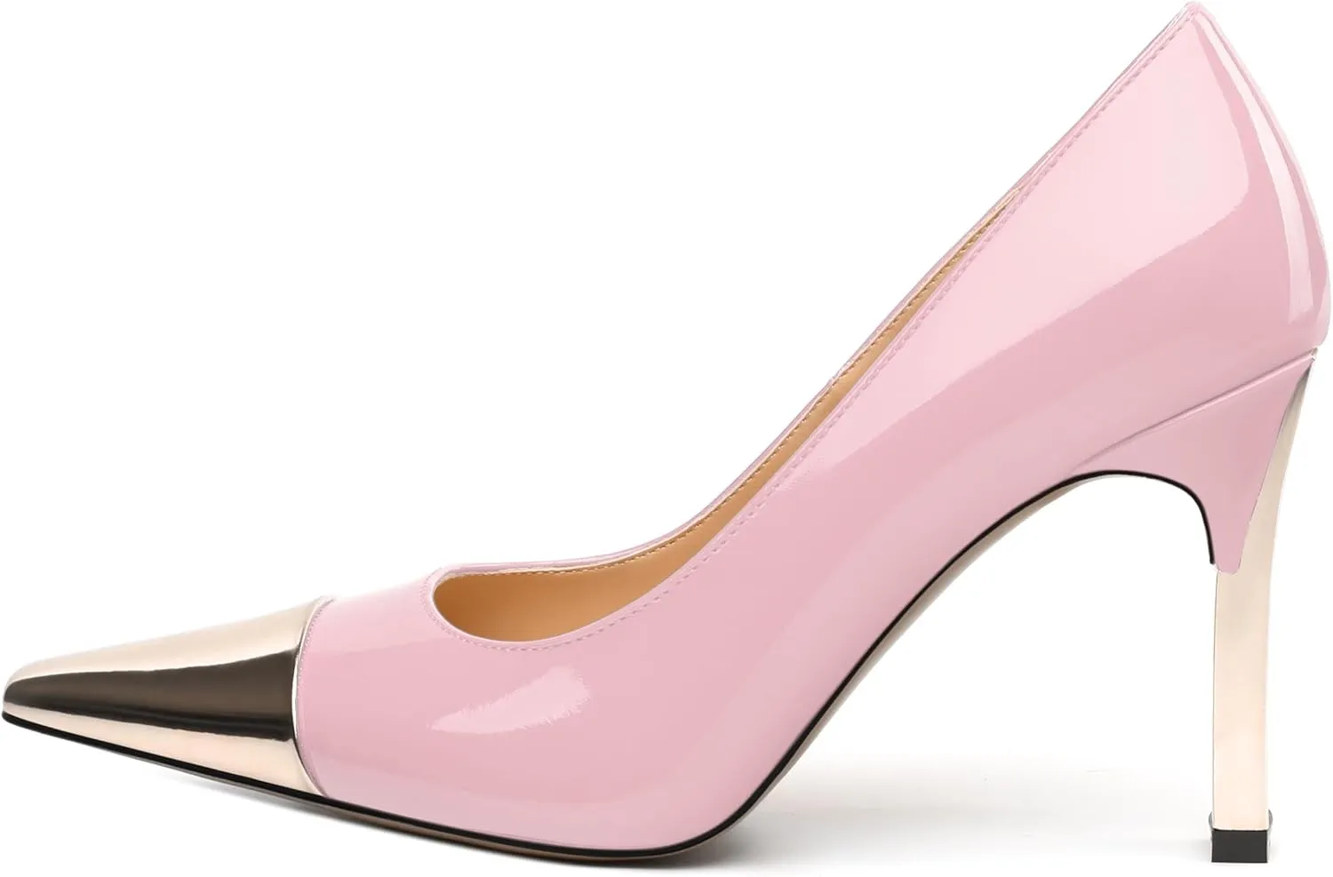 Women's Pumps, Two Toned Patchwork Square Closed Toe High Heels, Fashion Slip On Daily Dressy Shoes for Women
