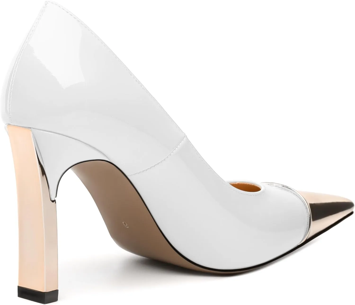 Women's Pumps, Two Toned Patchwork Square Closed Toe High Heels, Fashion Slip On Daily Dressy Shoes for Women