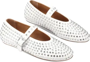 Women's Rhinestone Flats Crystal Studded Mary Jane Ballet Flats Shoes Buckle Ballerina Shoes
