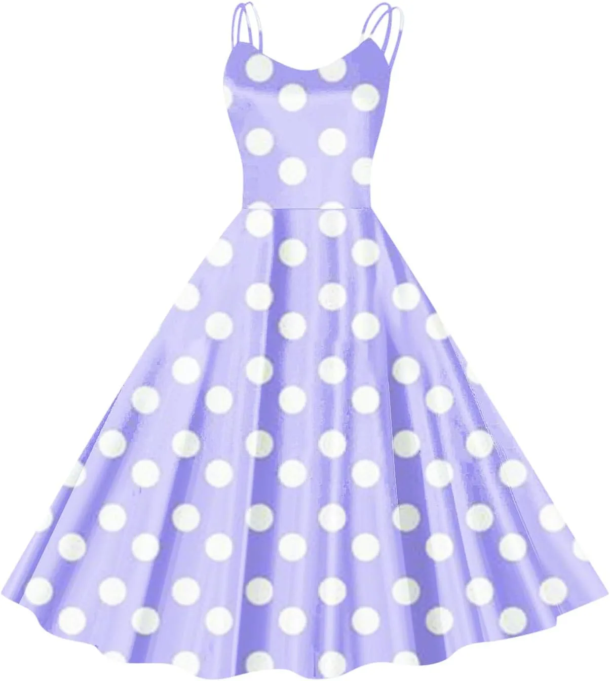 Women's Rockabilly 50s Vintage Spaghetti Strap Sleeveless Polka Dots Cocktail Swing Dresses Retro Pinup Audrey Dress