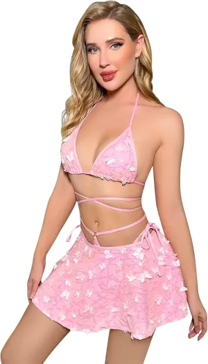 Women's Shiny Rave Outfits Holographic Halter Bra Top Mini Skirt 2Pcs Glitter Sequin Music Festival Party Clubwear