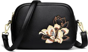 Women’s Shoulder Bag Satchel Bags Embroidered Designer Purse Vegan Leather Cell Phone Purse