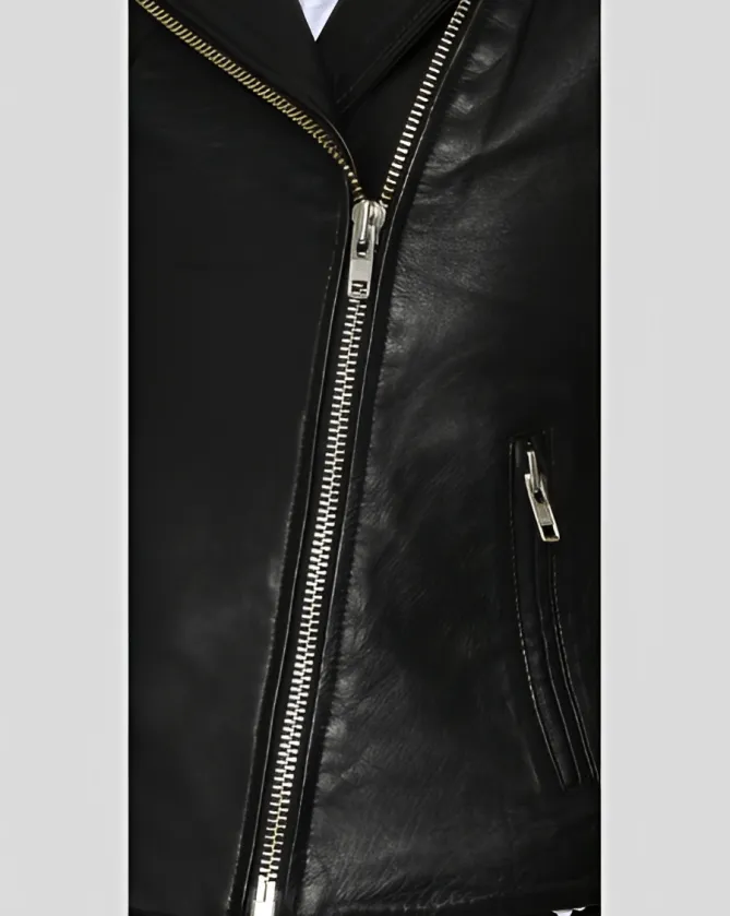 Women's Studded Black Leather Biker Jacket