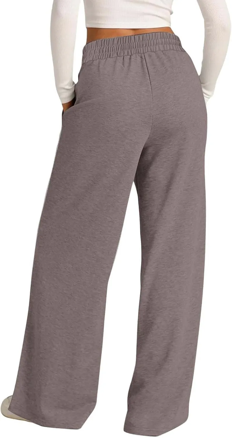 Womens Wide Leg Sweatpants High Waist Baggy Straight Leg Casual Drawstring Running Joggers Pants with Pockets