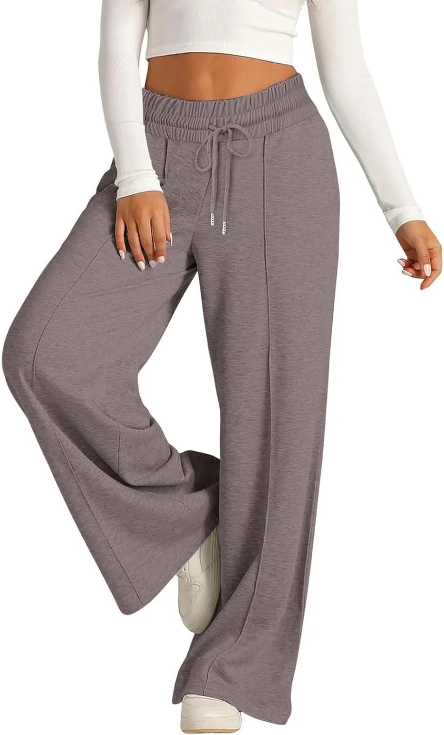 Womens Wide Leg Sweatpants High Waist Baggy Straight Leg Casual Drawstring Running Joggers Pants with Pockets