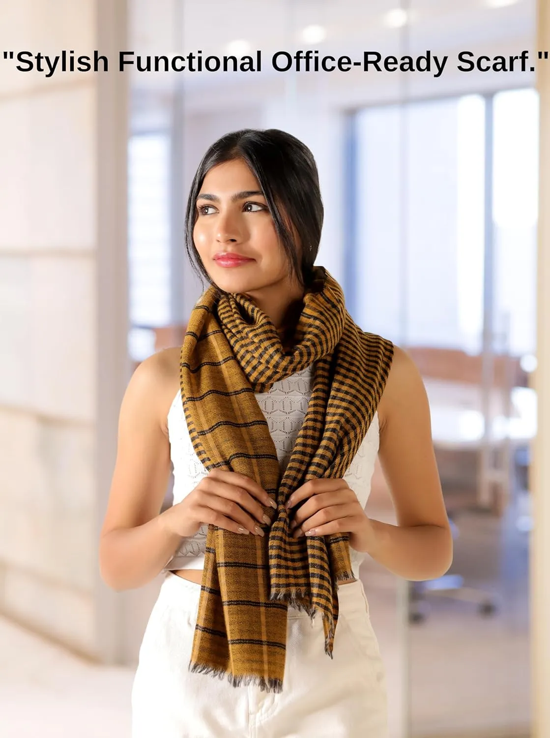 Womens Winter Scarf Fashion Cashmere Feel Plaid Scarfs for Evening Pashmina Shawls and Wraps Long Blanket Travel Scarf
