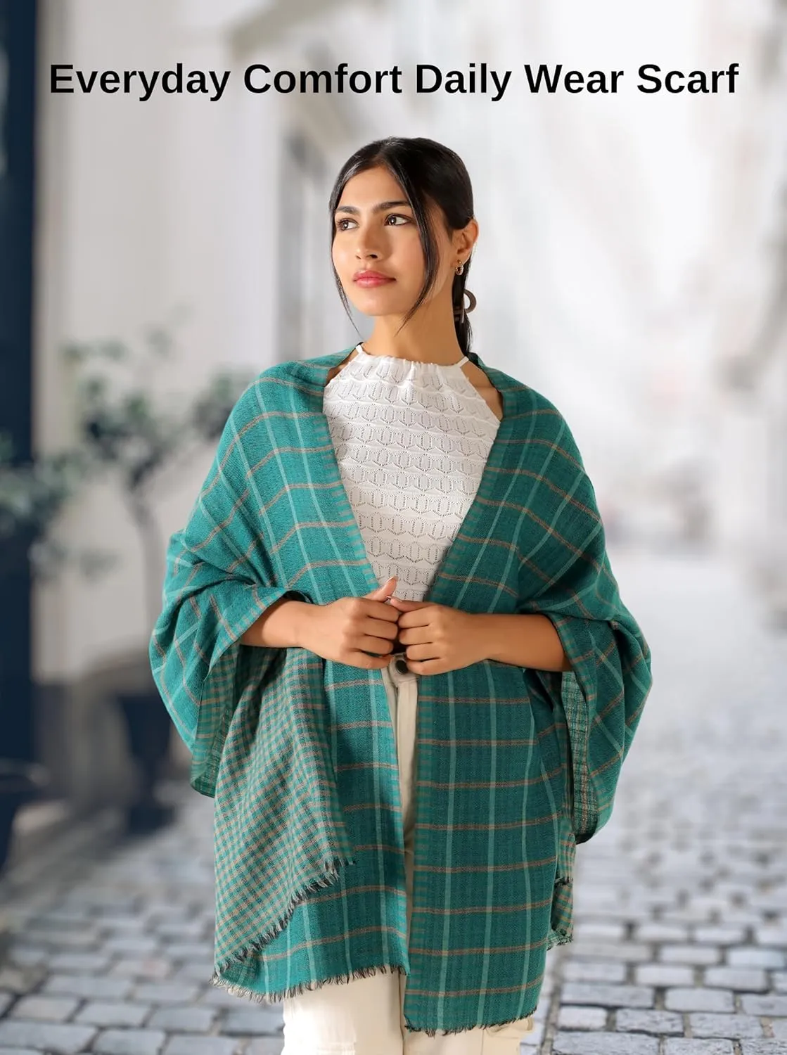 Womens Winter Scarf Fashion Cashmere Feel Plaid Scarfs for Evening Pashmina Shawls and Wraps Long Blanket Travel Scarf