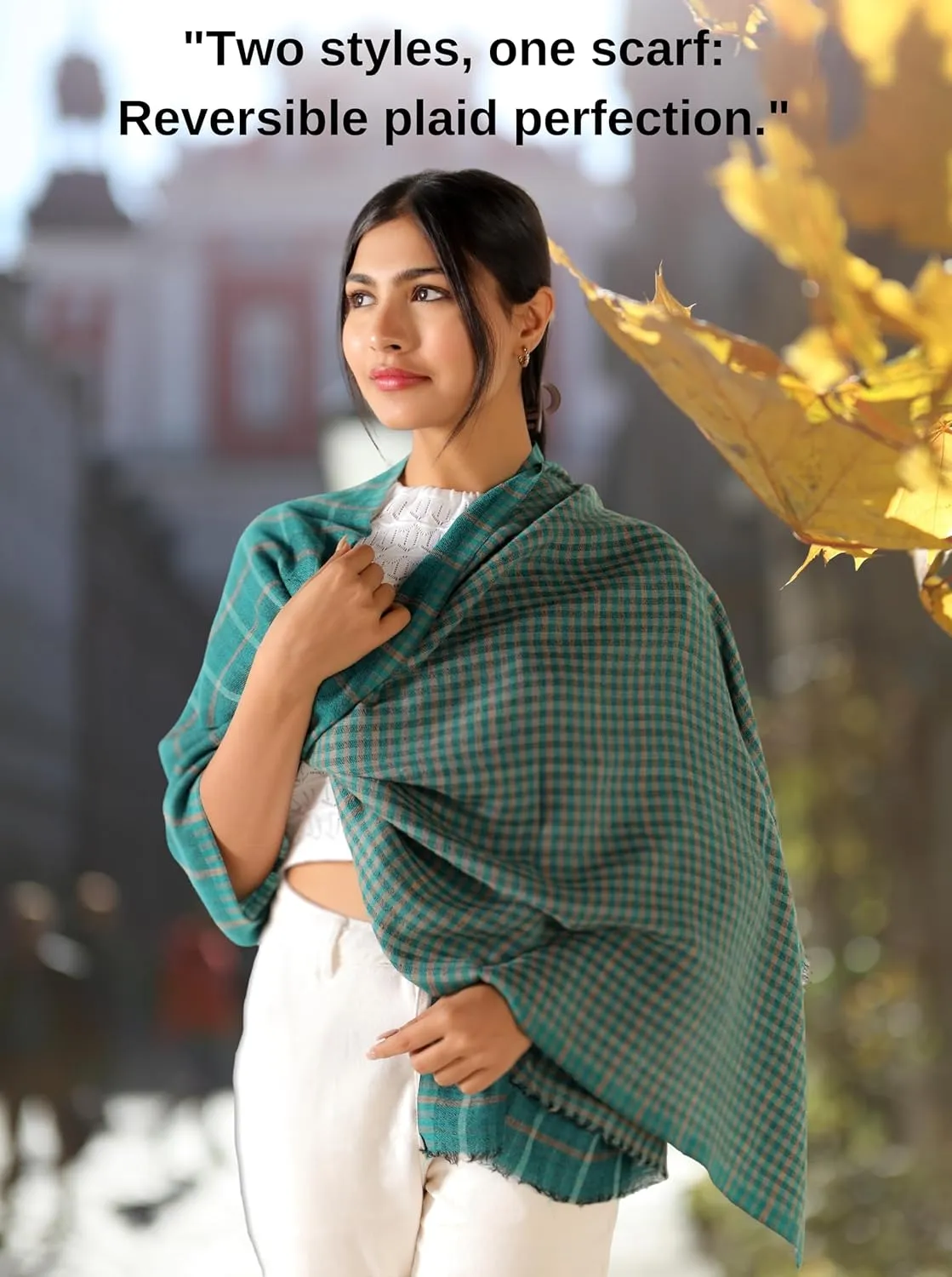 Womens Winter Scarf Fashion Cashmere Feel Plaid Scarfs for Evening Pashmina Shawls and Wraps Long Blanket Travel Scarf