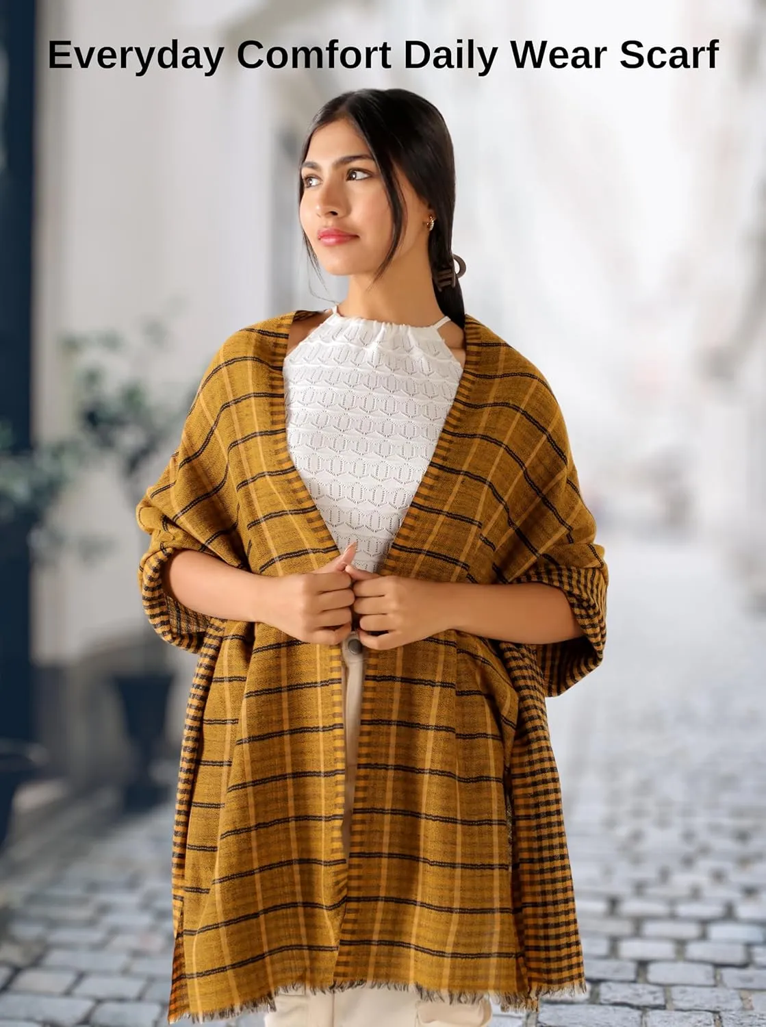 Womens Winter Scarf Fashion Cashmere Feel Plaid Scarfs for Evening Pashmina Shawls and Wraps Long Blanket Travel Scarf