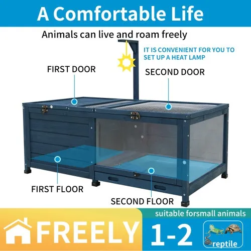Wooden Habitat House for Small Animals & Reptiles – Waterproof
