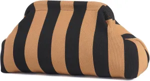 Woven Clutch Purses for Women,Summer Beach Purse for Vacation, Woven Striped Dumpling Bag,Crochet Evening Bags