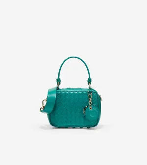 Woven Leather Mini Boston Bag