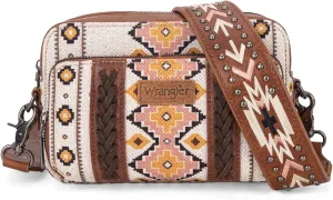 Wrangler Crossbody Bag for Women Boho Aztec Small Multi Pocket Crossover Purse