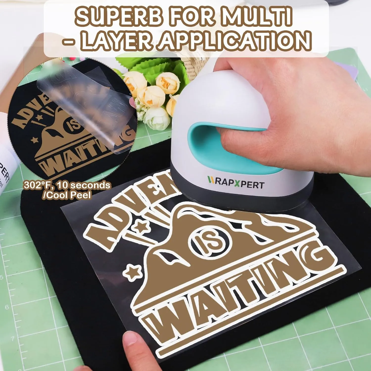 WRAPXPERT Camel Heat Transfer Vinyl Roll HTV Vinyl Iron on Vinyl12 x12ft for T-Shirts, Heat Press Vinyl for Garments Fabrics