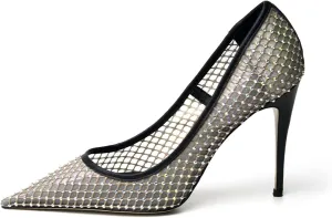 XYD Women's Chic Pointed Toe Evening Shoes High Heels Mesh Breathable Shiny Rhinestones Stiletto Checkered Office Lady Slip On Formal Dress Wedding Pumps