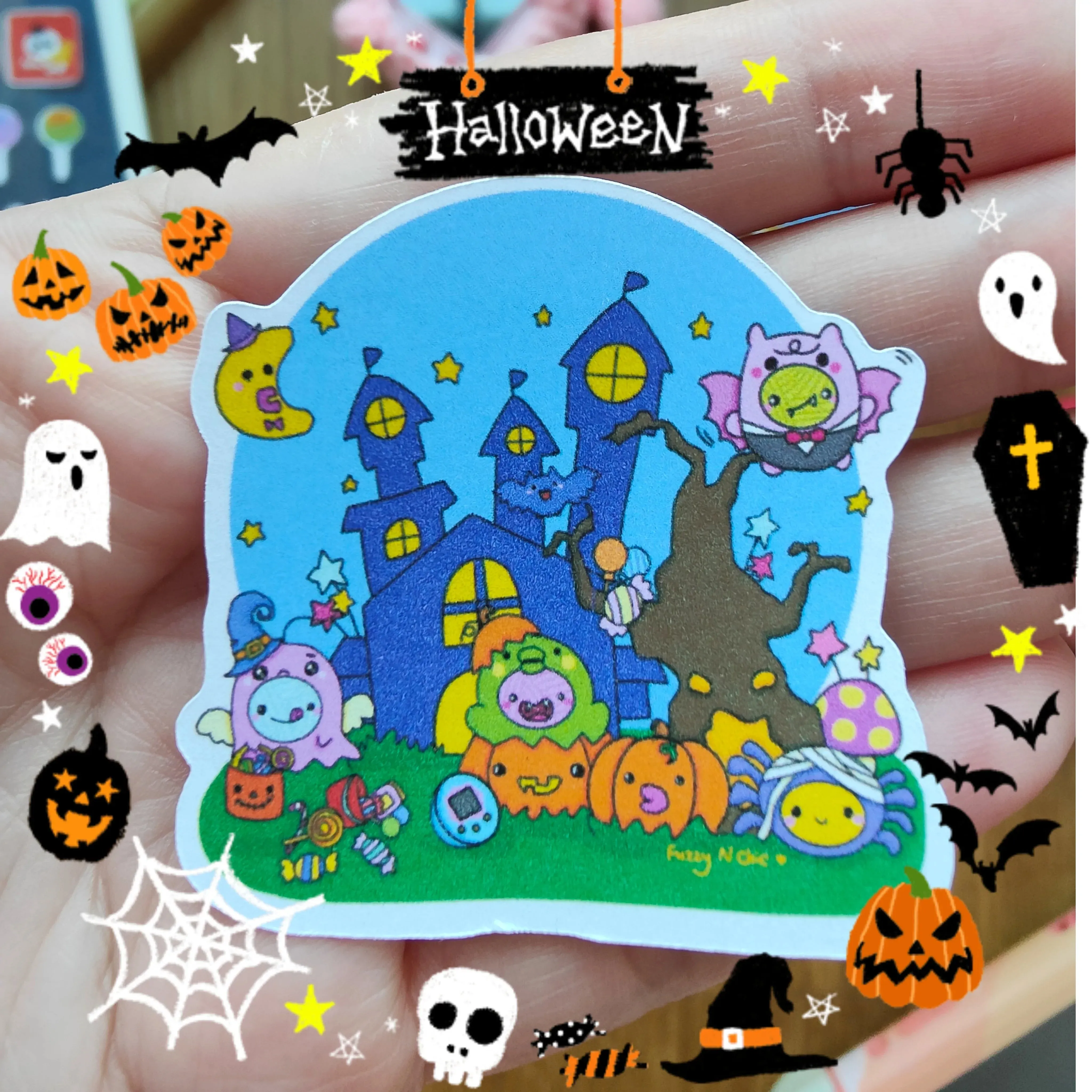 Yarn babies Halloween party Sticker