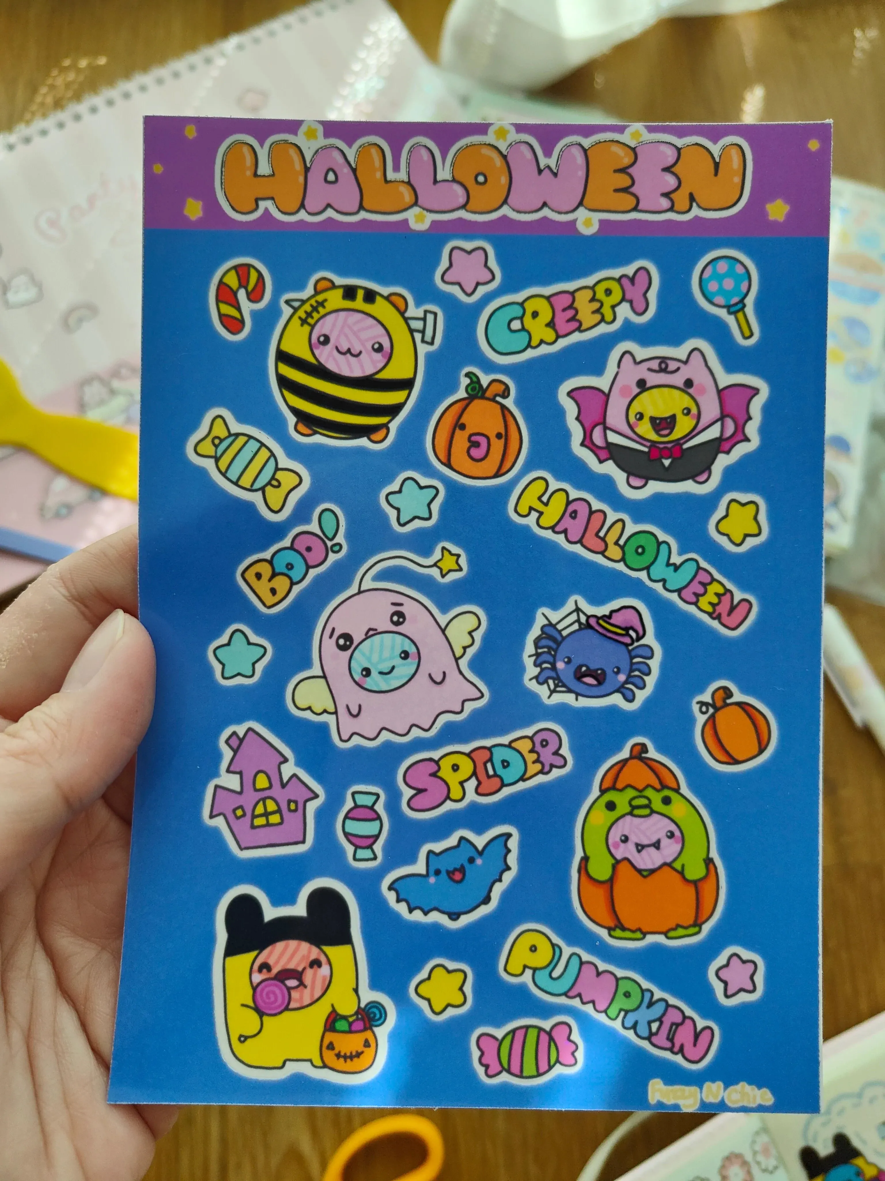 Yarn babies Halloween Stickers set