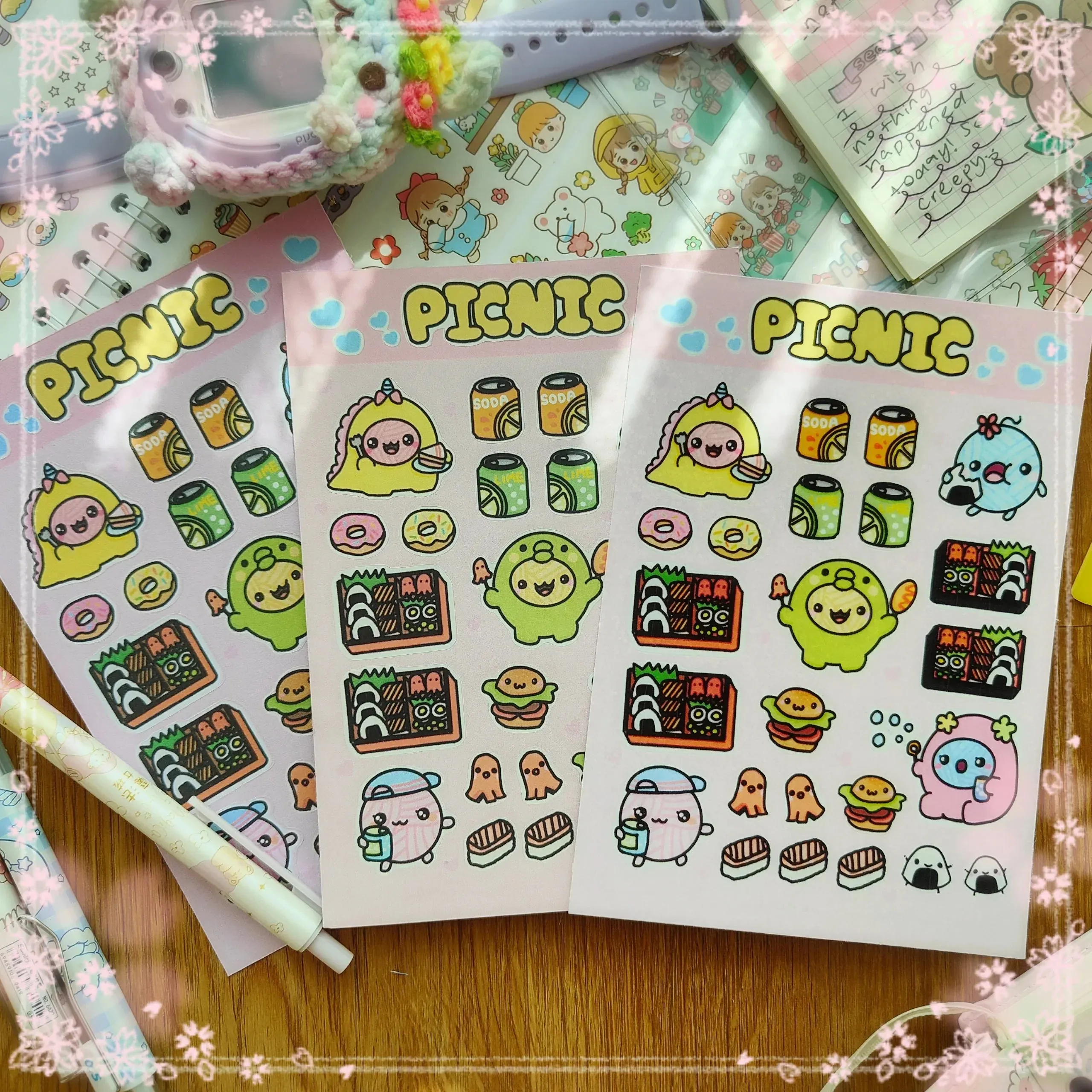 Yarn babies Picnic Stickers set