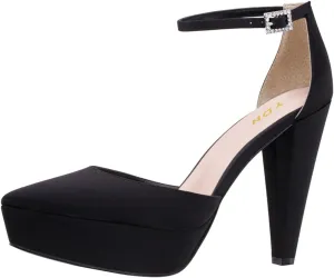 YDN Women Platform Sandals Ankle Strap D’Orsay Cone High Heels Pointed Toe Studded Buckle Shoes Party Shopping Dating Size 4-16 US
