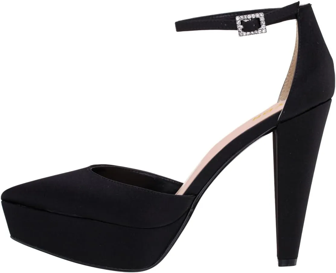 YDN Women Platform Sandals Ankle Strap D’Orsay Cone High Heels Pointed Toe Studded Buckle Shoes Party Shopping Dating Size 4-16 US