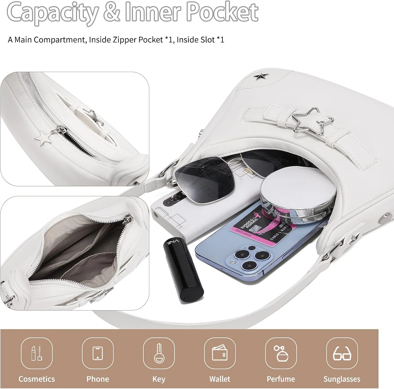 YIKOEE Shoulder Bag Y2k Purse: 90s Mini Underarm Bag - Cute Small Purse