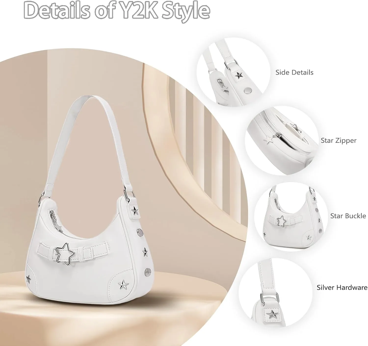 YIKOEE Shoulder Bag Y2k Purse: 90s Mini Underarm Bag - Cute Small Purse