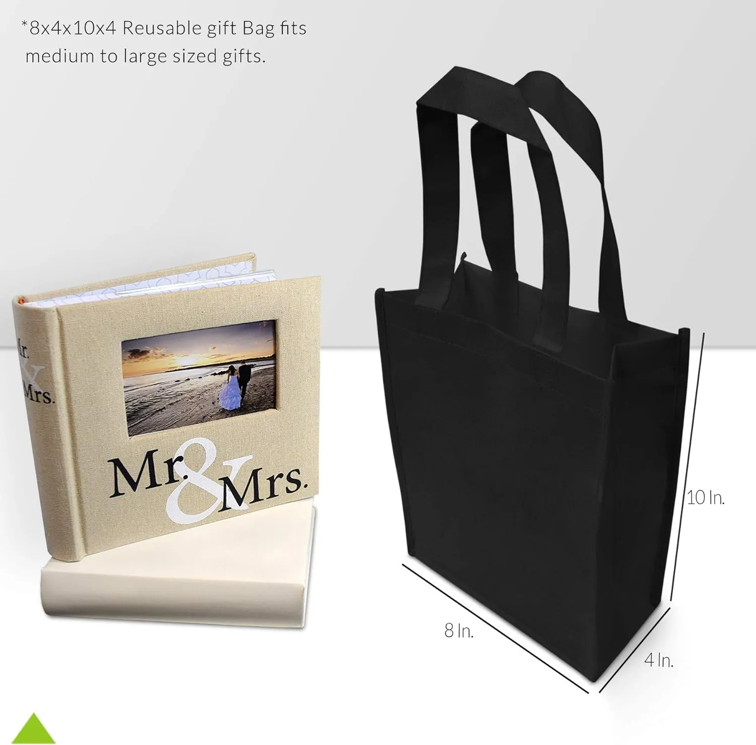 ZENPAC Black Fabric Small Reusable Tote Bag with Handles for Small Business, Boutiques, Merchandise, Retail, Birthday, Shopping, Bulk, 8x4x10 12 Pack