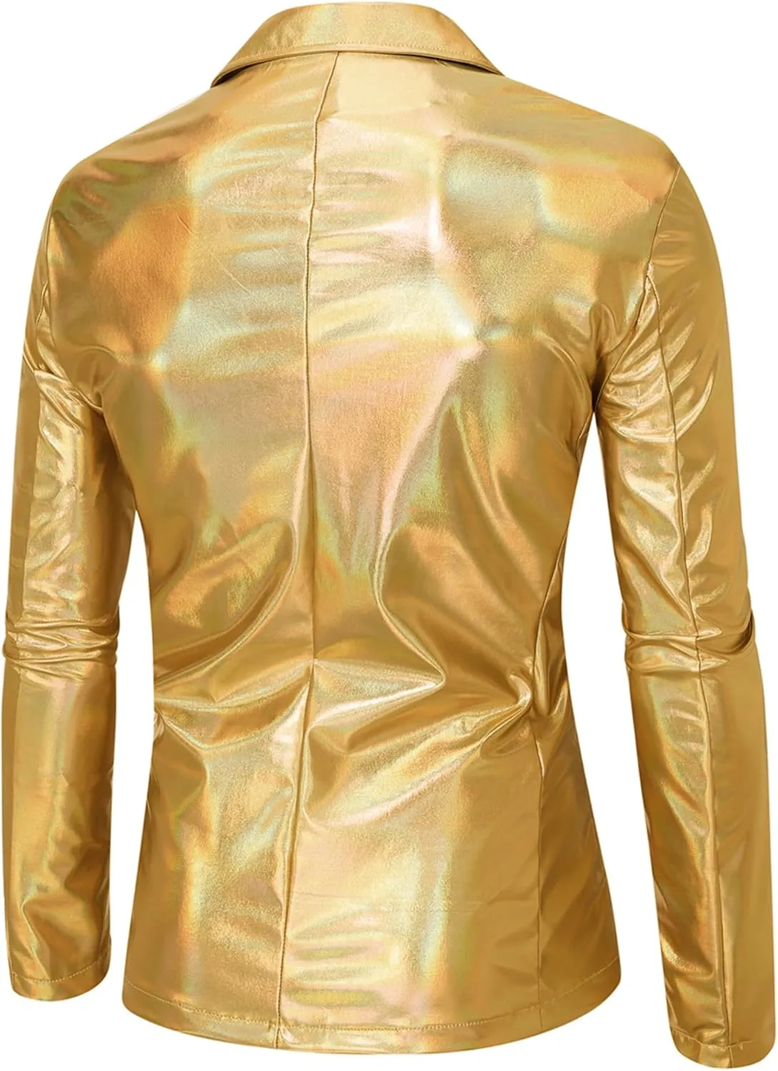ZEROYAA Men's Metallic Shiny Suits Disco Sequin Blazer and Pants 2 Piece Sets for Party Prom