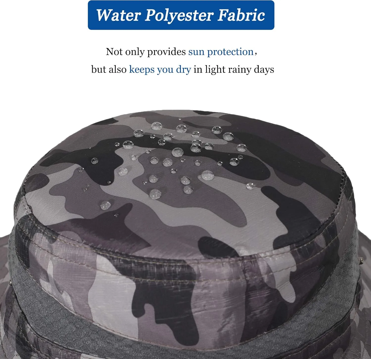 ZLYC Mens Waterproof Camo Sun Hat Wide Brim Packable Outdoor Mesh Fishing Bucket Hats