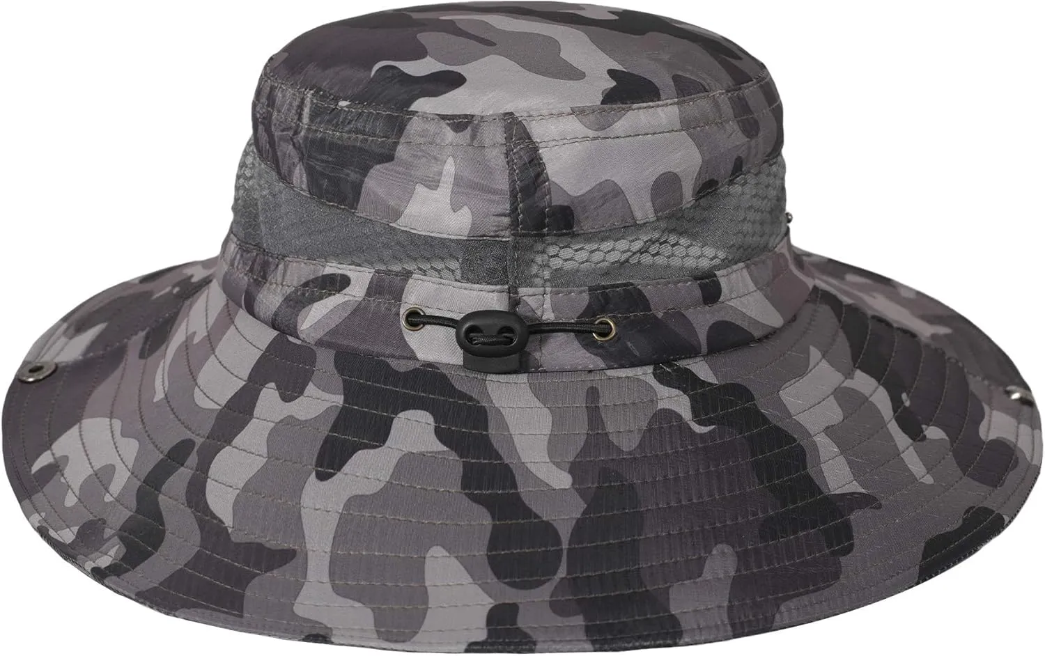 ZLYC Mens Waterproof Camo Sun Hat Wide Brim Packable Outdoor Mesh Fishing Bucket Hats