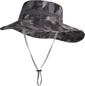 ZLYC Mens Waterproof Camo Sun Hat Wide Brim Packable Outdoor Mesh Fishing Bucket Hats