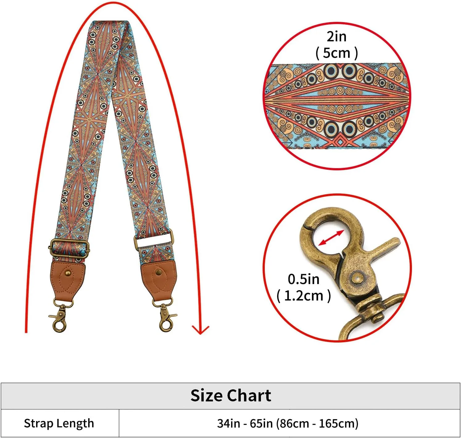 ZOOEASS Wide Shoulder Strap Adjustable Replacement,Purse Strap,Multi-Pattern Crossbody Bag Strap